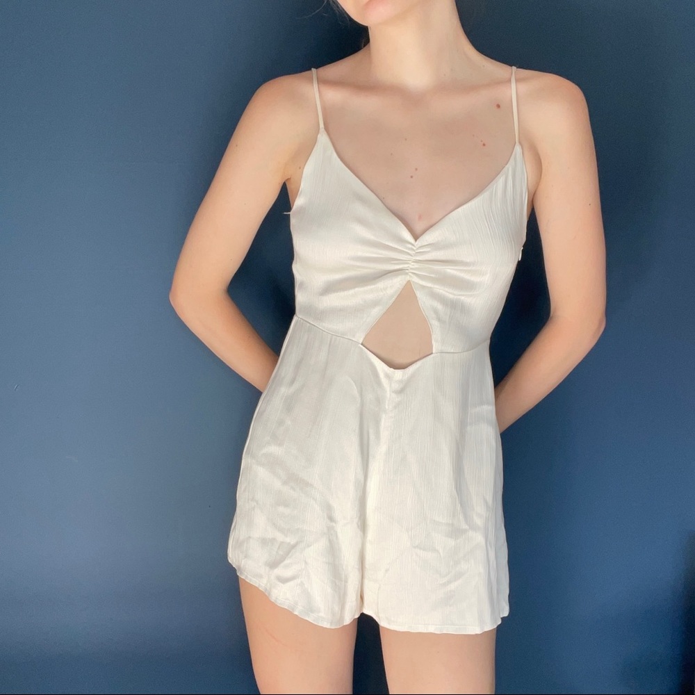Kimchi Blue Textured Satin Cutout Romper
